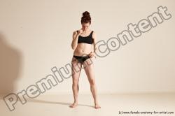 Underwear Martial art Woman White Moving poses Slim medium brown Dynamic poses Academic